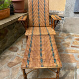 Chaise longue rotin et osier vintage avant-guerre