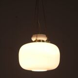 1970s Opaline Glass & Brass Pendant Light , 2 items available