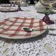 Moulin des Loups plates, "Torchon" checkered pink pattern, 1950s-60s.