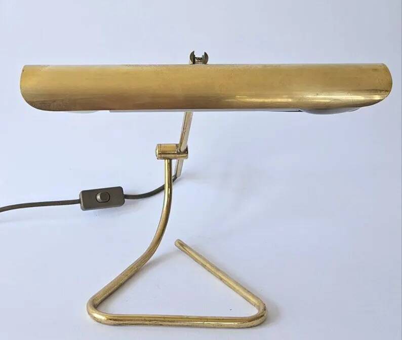Rare Midcentury Brass Table or Desk Lamp OMI, Office or Bank, Germany, 1970s