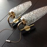 Pair of brass sconces and tulip glass 60