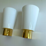 Pair Vintage Wall Lamp Limburg, Golden Brass Glass, 70s