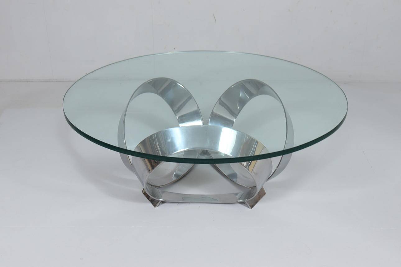 Knut Hesterberg. Space Age coffee table by Knut Hesterberg for Ronald Schmitt, diamond aluminium, 1970s, Germany.