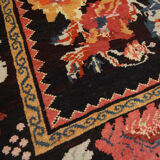 Handwoven caucasian karabakh rug, oriental wool floral carpet- 120x260cm