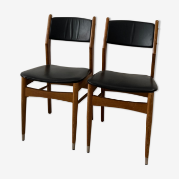 Chaise scandinave bois et simili noir