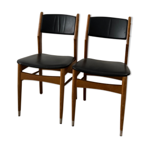 Chaise scandinave bois - simili noir