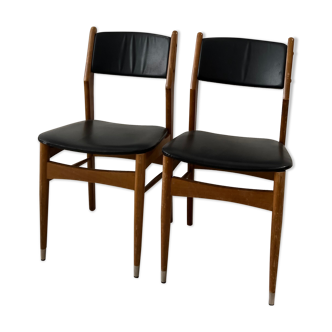 Chaise scandinave bois et simili noir