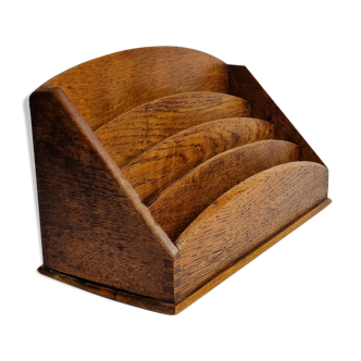 Porte lettres ancien en bois verni, 30 cm
