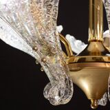 Elegant Murano Candlestick Iridescent Leaves