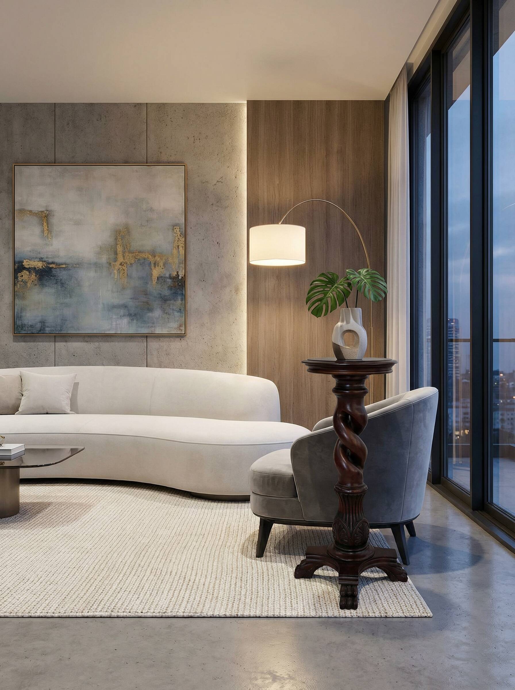 Elegante Colonna Porta-Piante/Busti in Mogano – Vintage Anni '60