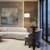 Elegante Colonna Porta-Piante/Busti in Mogano – Vintage Anni '60