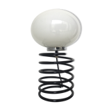 Lamp spring, black metal base and opaline 1980