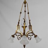 Louis XVI Neoclassical style chandelier in gilded bronze, France, Circa 1900