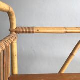 1960s rattan and wood shelf