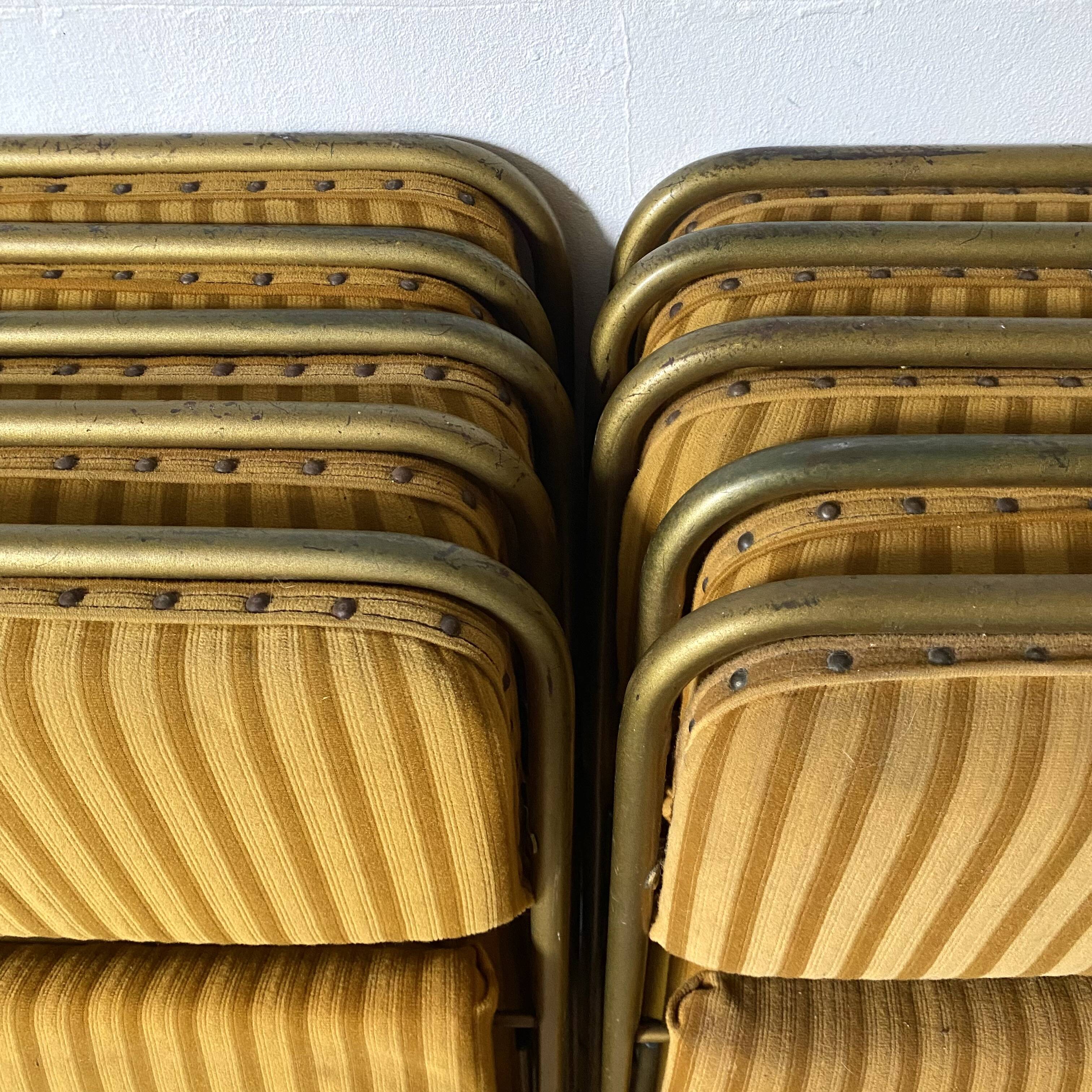 Lafuma folding chairs in velvet and gold metal