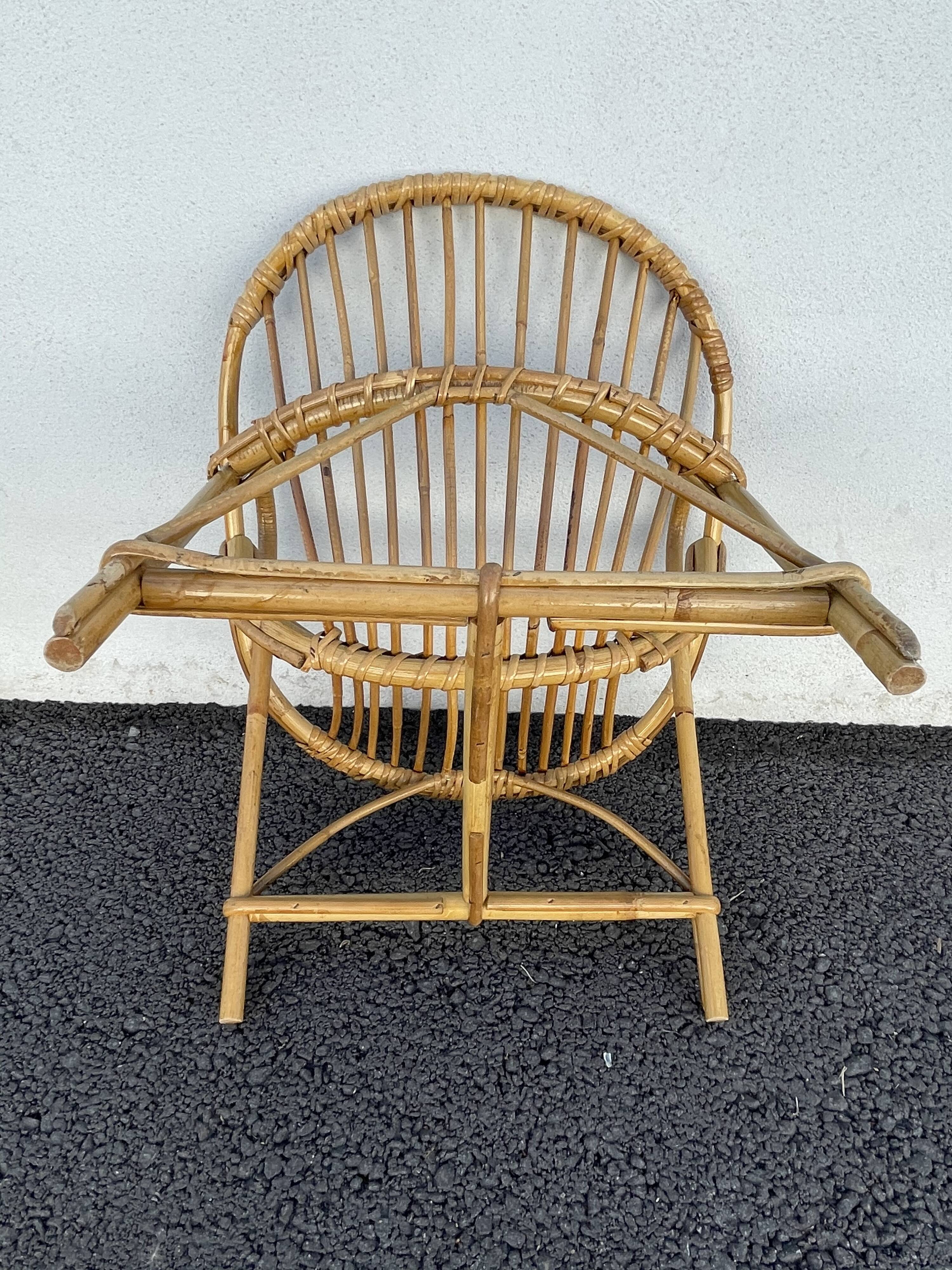 Armchair child wicker shell 70s