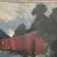 Original Swedish Oil on Canvas – “Red Barn” by Arne Aspelin – Signed – Vintage & Framed – 70 × 50 cm (27.6" × 19.7")