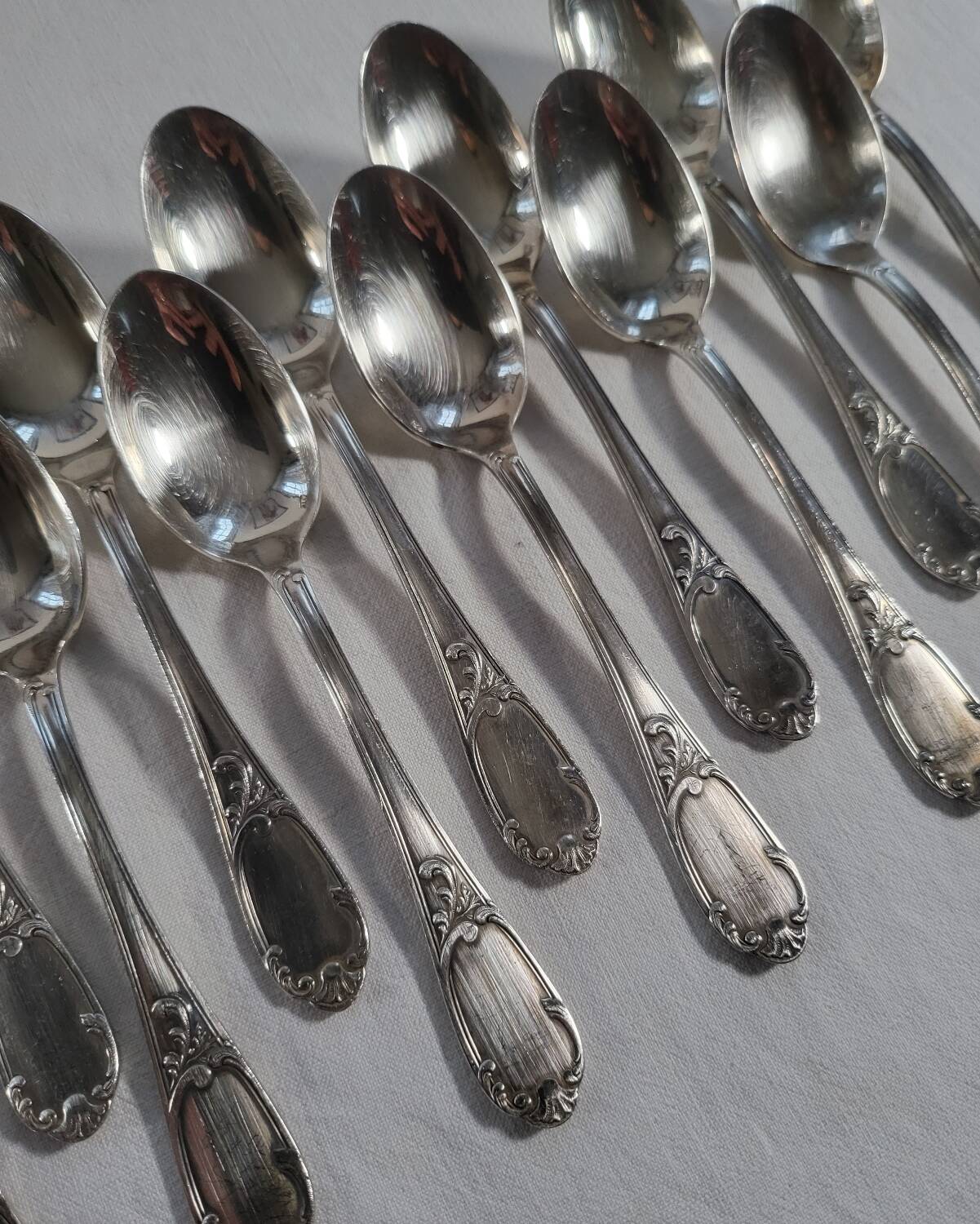 12 Small Silver Metal Spoons SOH