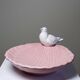 Decorative bowl, vintage Italian earthenware empty pocket with shell and dove