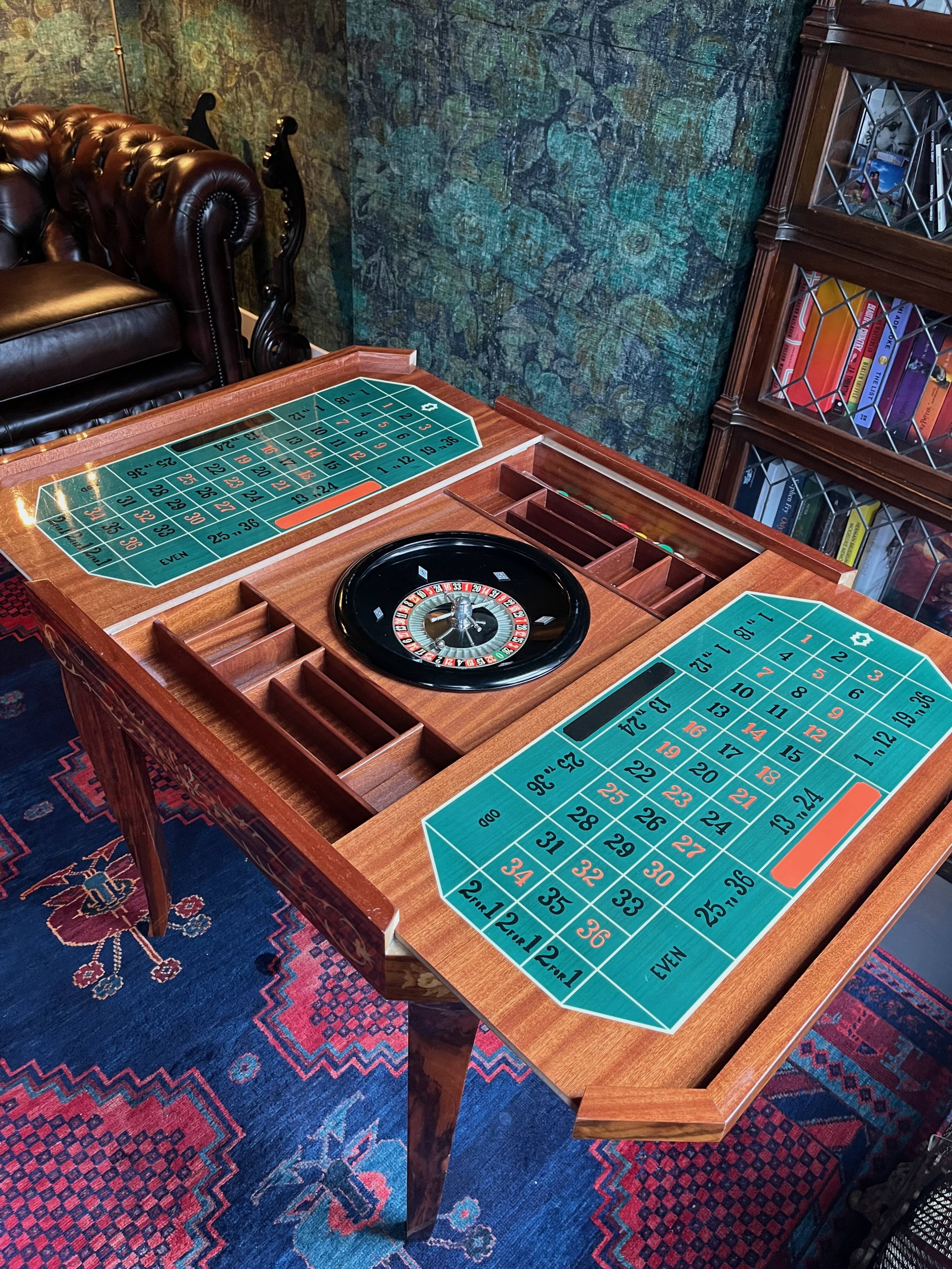 Mid-Century Italian Marquetry Multi-Game Table in Walnut & Mahogany, c. 196
