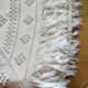 White cotton bed top, old crochet bed throw