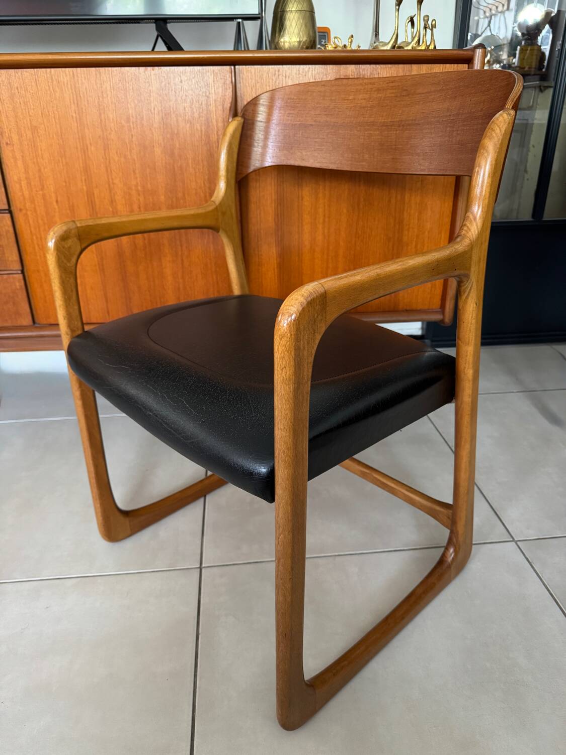 Vintage Baumann sleigh armchair