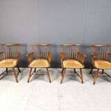 WKS 7 Armchairs with Wickerwork Seat by Arno Lambrecht for Wk Möbel, Germany, 1950s - set of 4