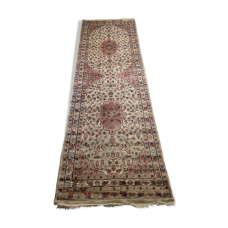 Persian wool and silk rug 76x245cm