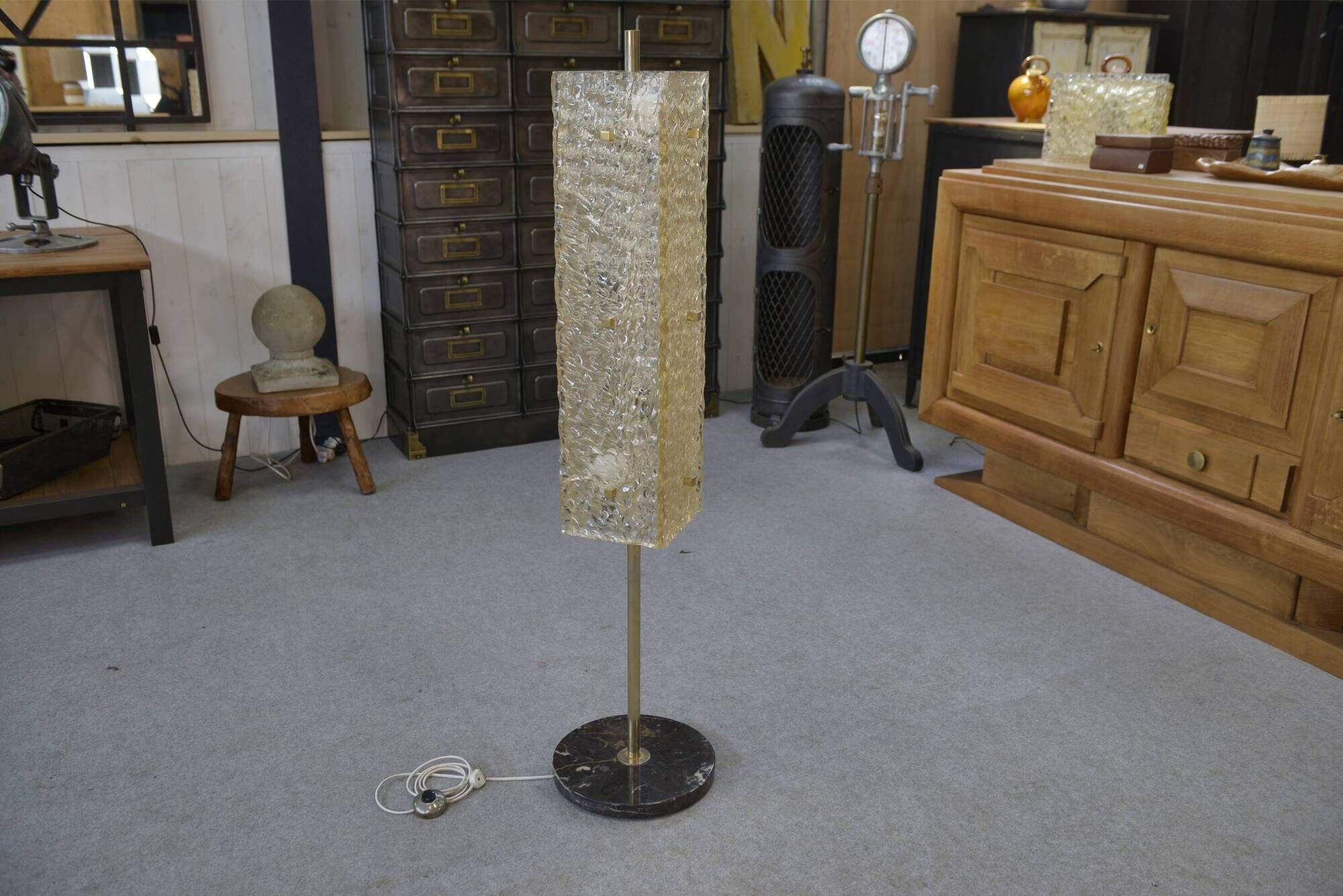 Floor lamp by Pierre Disderot for Dallux, resin and marble, 1960s.