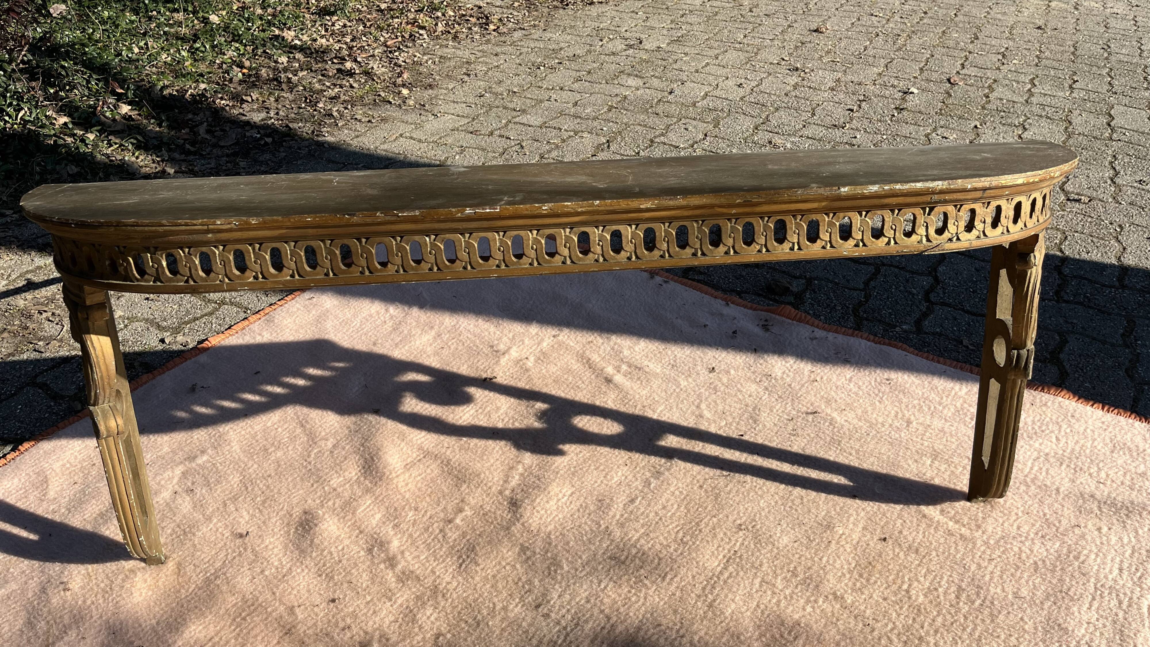 Console demi lune bois doré