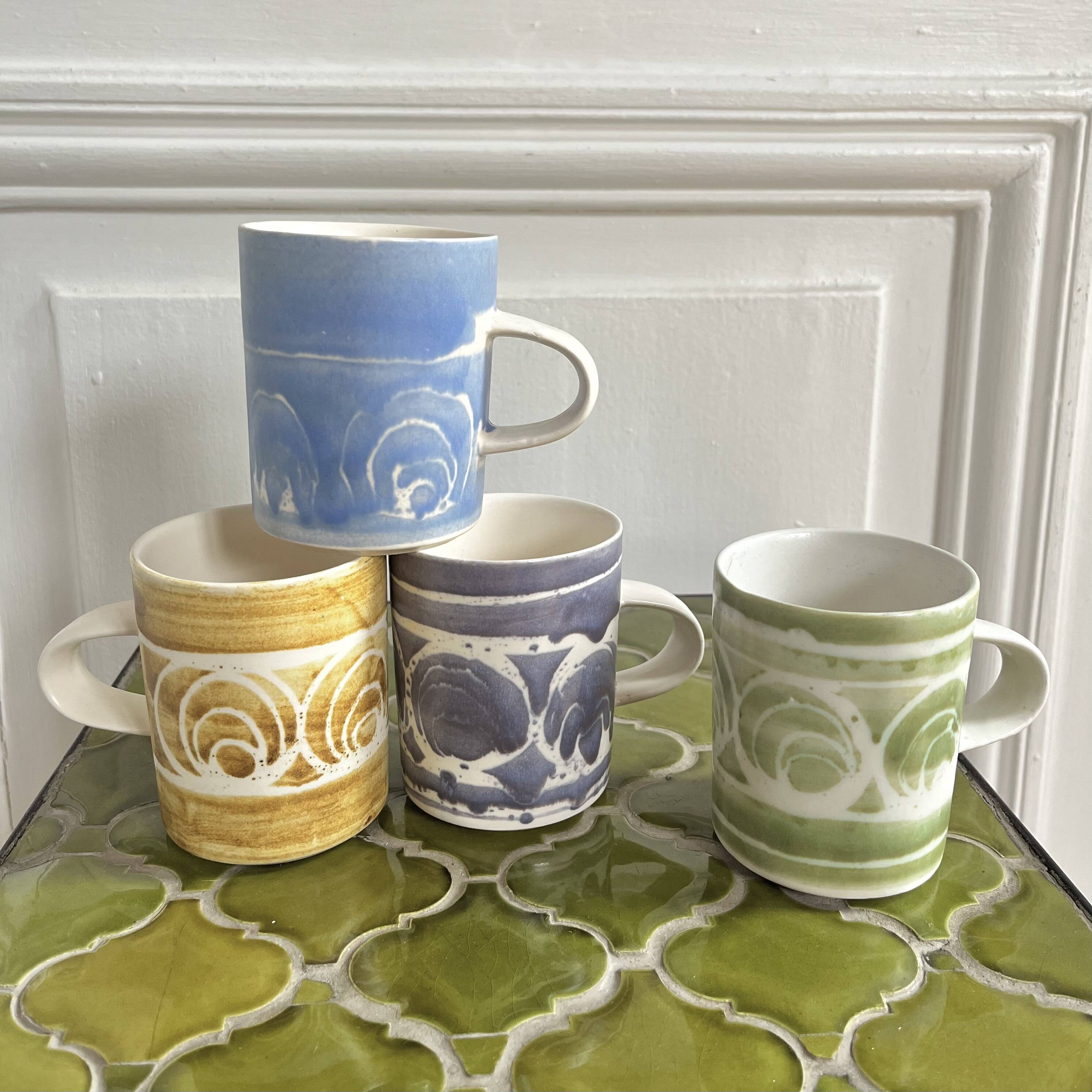 4 English ceramic mugs from the 70s