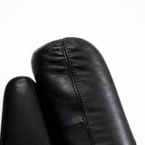 Vintage Mid-Century German Modern Minimalist Leather and Chrome Modular Sofa