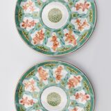 2 cups Christofle Oceana Green Ginkgo porcelain