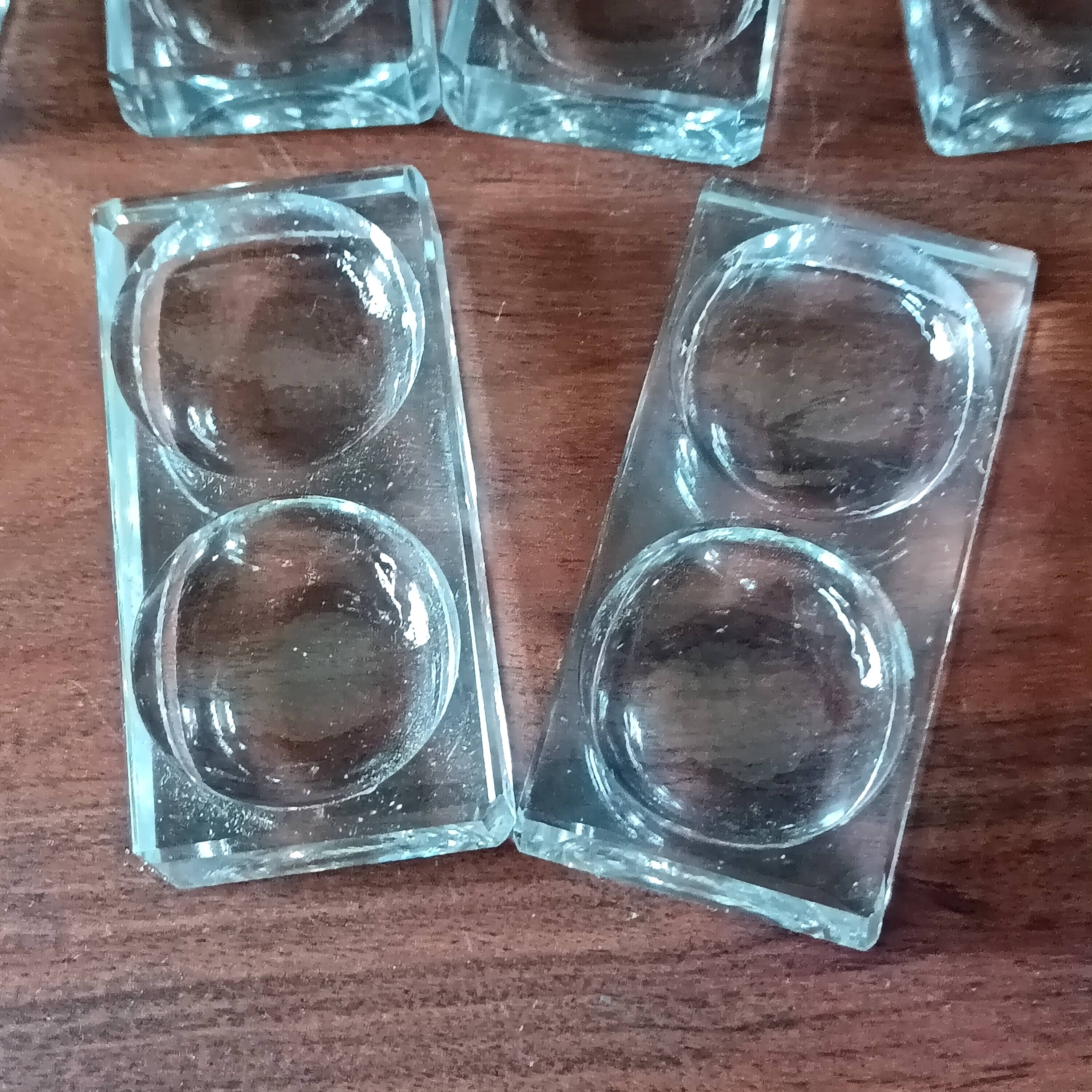 7 antique double salt shakers in clear glass france