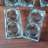 7 antique double salt shakers in clear glass france