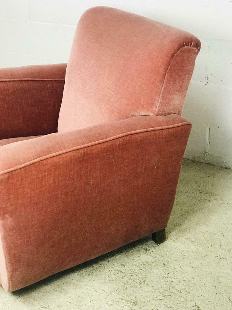 Vintage old pink single seat / armchair / club seat