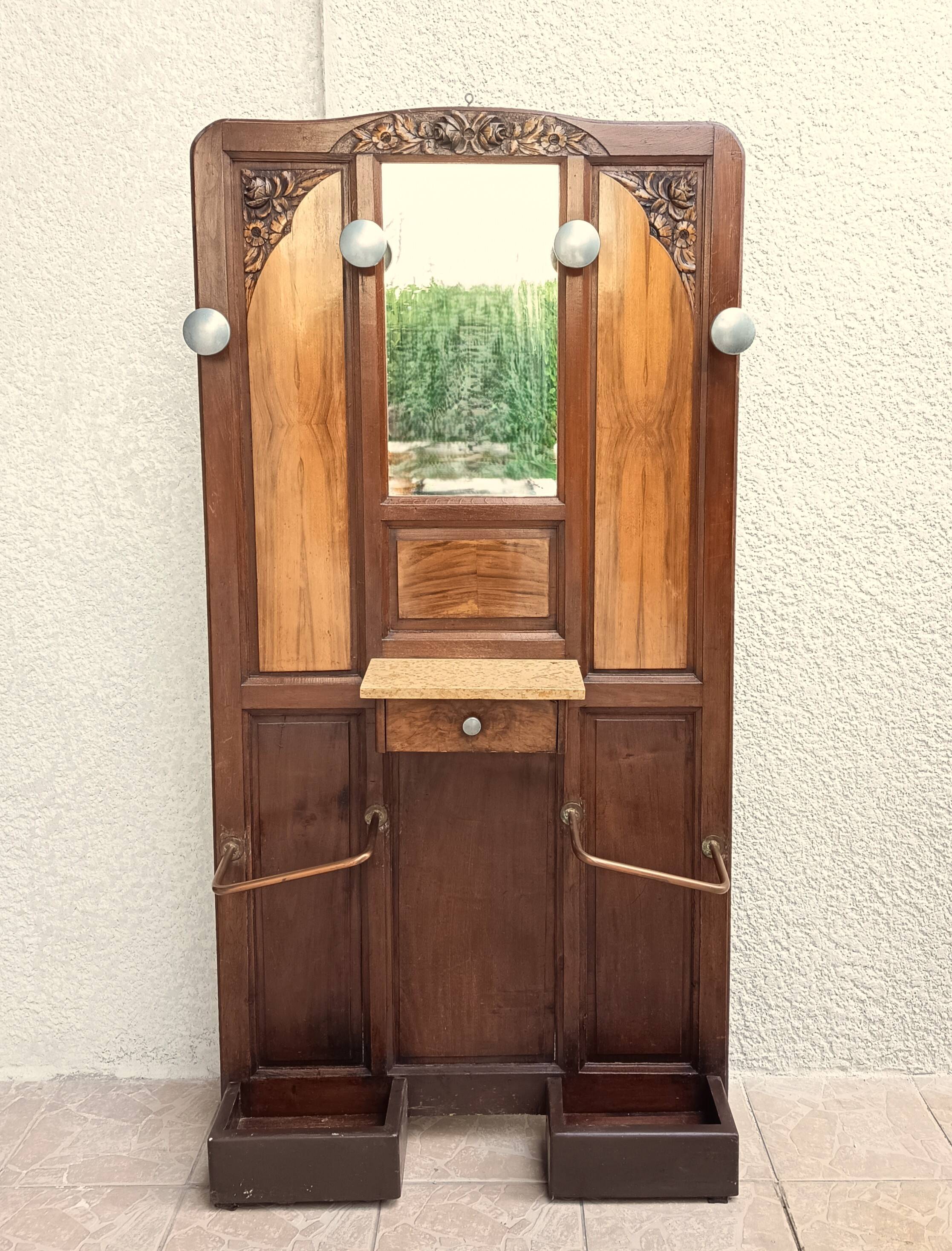 Art Deco Coat Rack in Walnut Burl