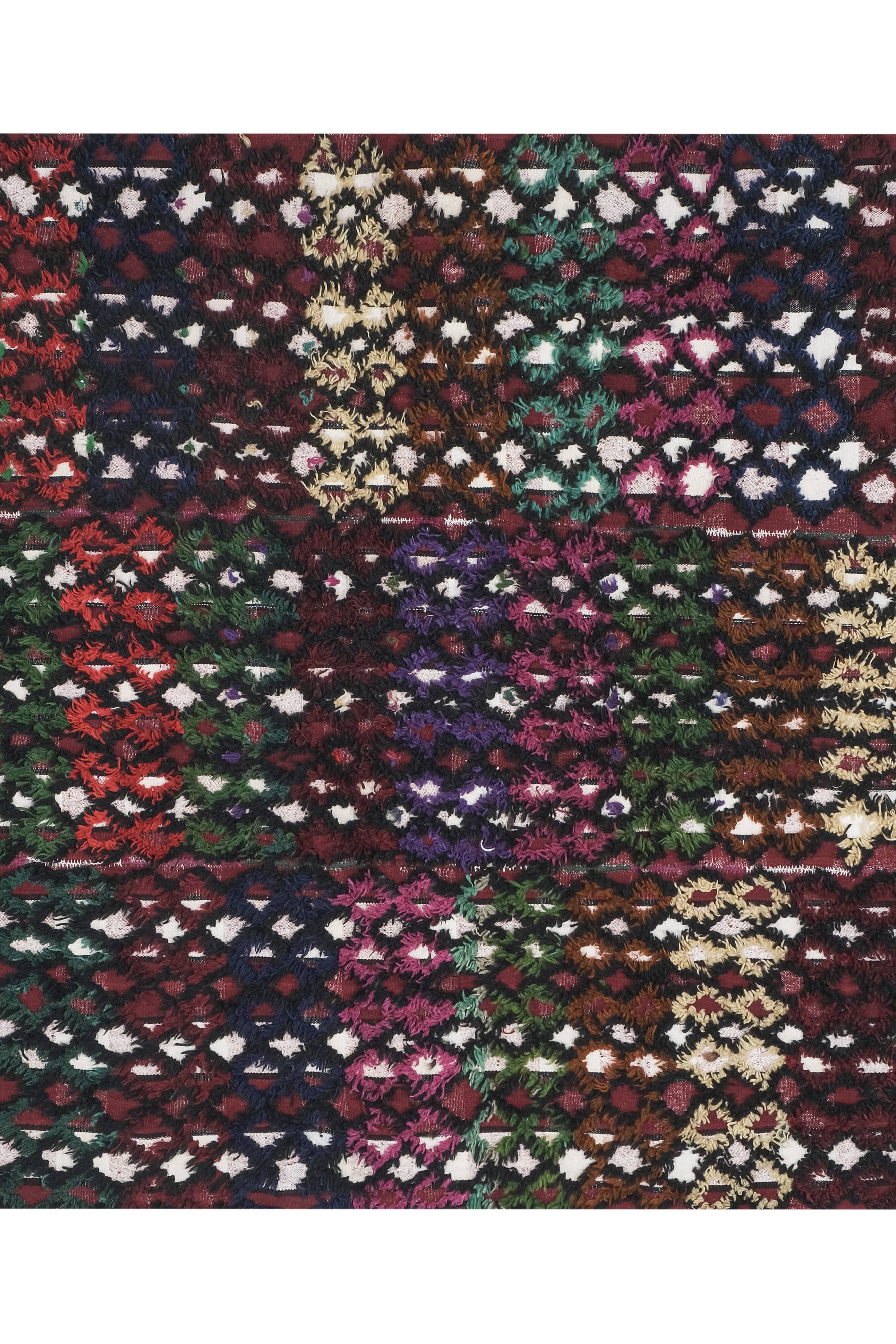 Vintage Anatolian Oushak Kars Handwoven Distressed Ushak Area Rug 5'3'' x 7'1''