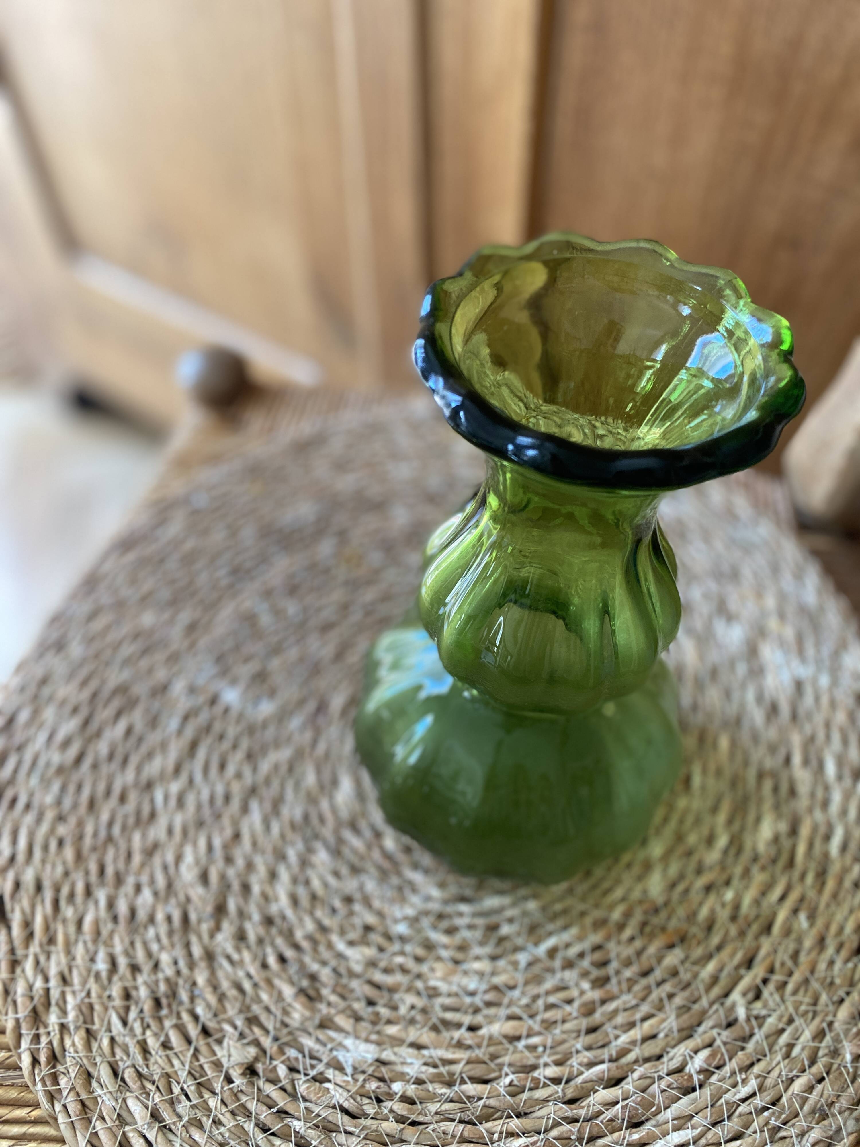 Green glass bowl