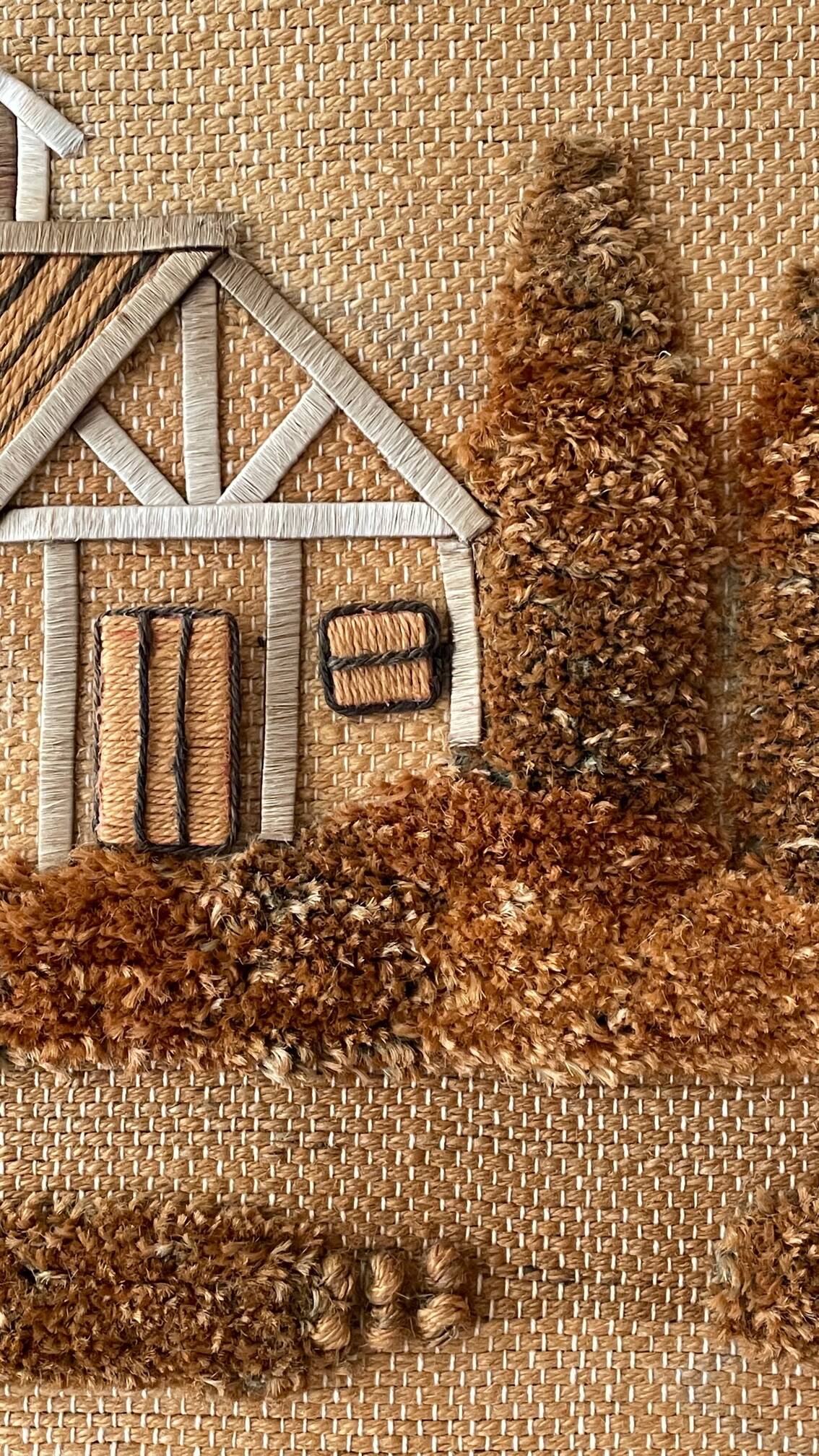Decorative jute tapestry from the 1970s