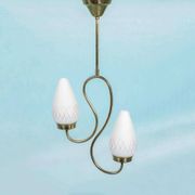 1950s Swedish mid-century suspension, vintage opaline lamp.
