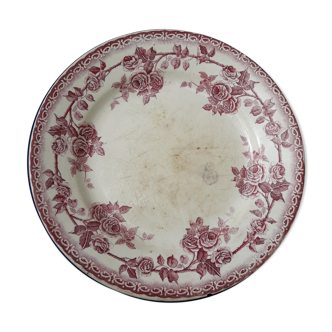 Iron Earth plate Boulenger Choisy the king model Paris floral pattern diam 22 cm