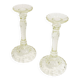 Set of two light green glass candlesticks from the mid-century, Europe, 1960s.