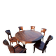 Round teak table 150 cm with 6 Indonesian chairs.