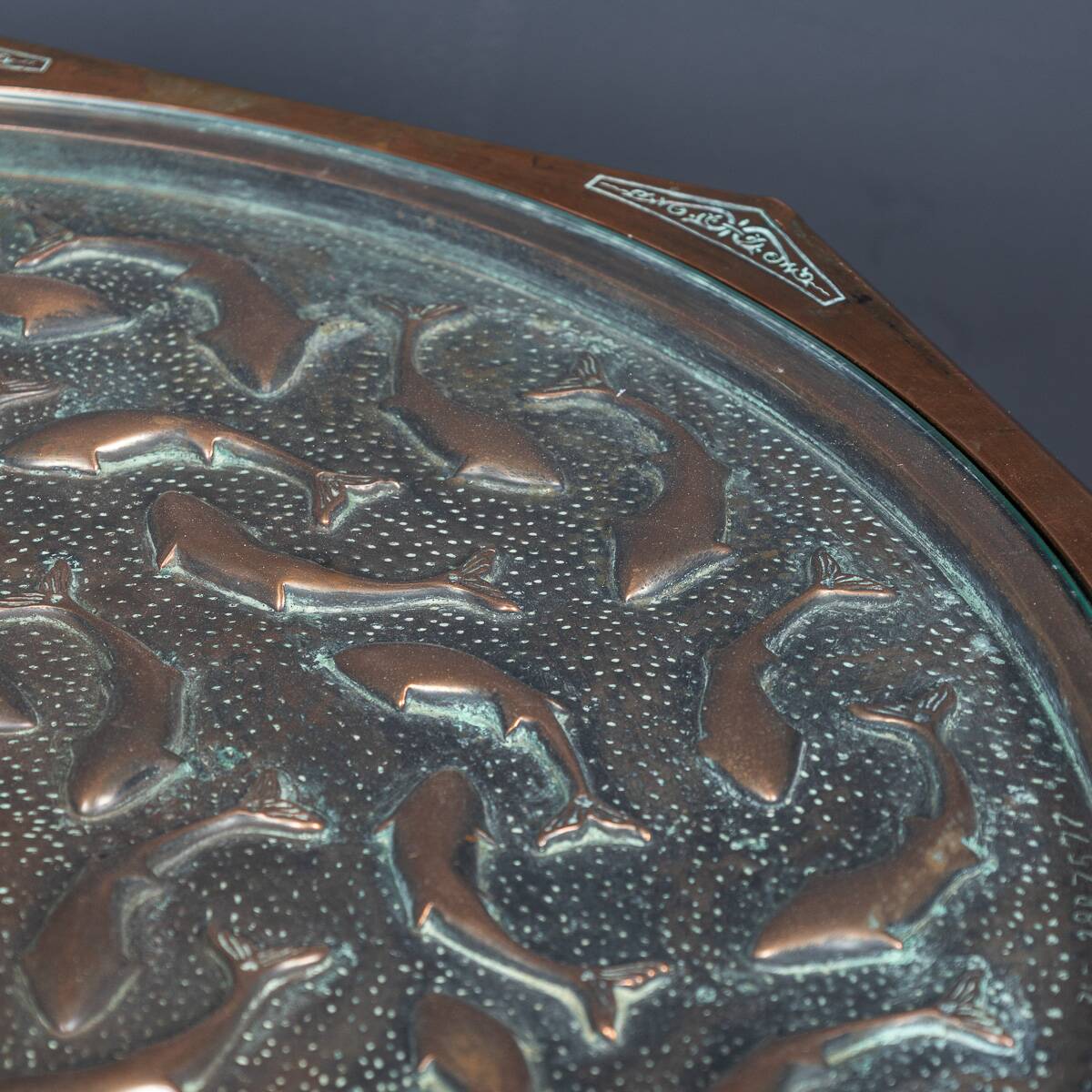 Vintage 20thc spanish embossed copper table by malart c.1930