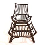 Manou rattan lounge chair in pagoda style with ottoman