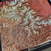 Framed Landsat 1975 satellite photograph, 42 cm
