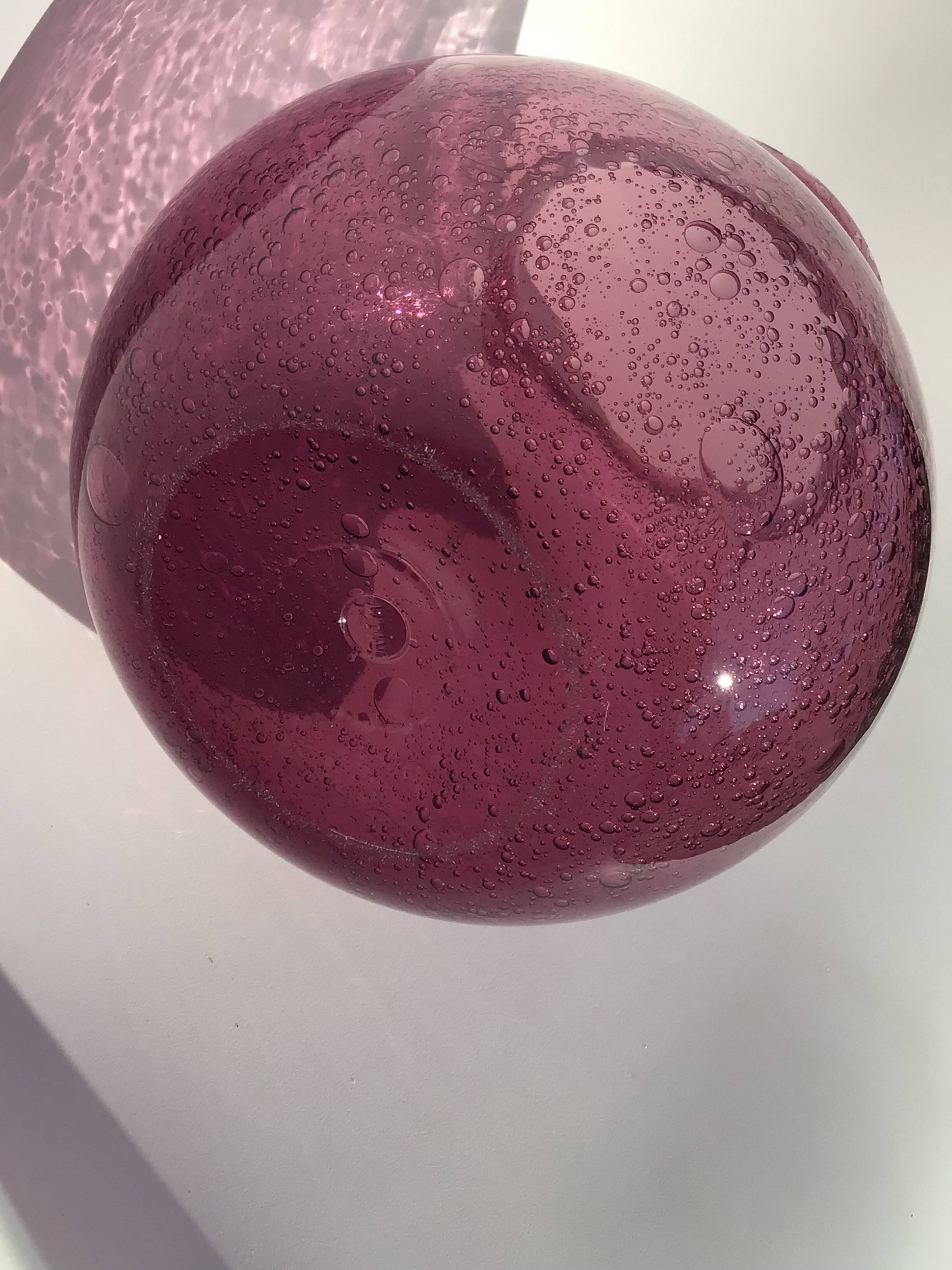 Bubble mouth blown glass vase Biot style height 22cm