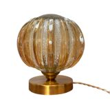 Lampe à poser globe en verre vintage bicolore