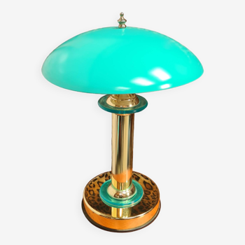 lampe turquoise chrome or 1980 , tres belle 43x32 bon etat general et usure normal